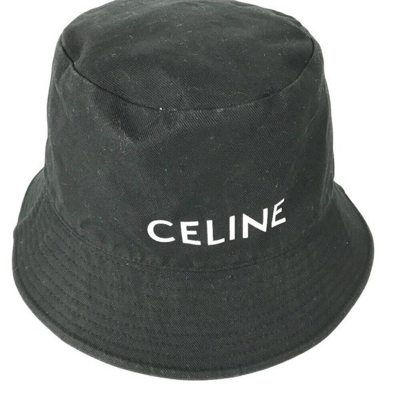 Auth CELINE AU5B968P bucket hat bob hat logo hat cotton Black/White - Picture 1 of 10